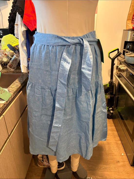 Talbots Dresses & Skirts - Talbots Light Blue Linen Tiered Tie-Waist Midi Skirt